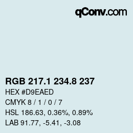 カラーコード: RGB 217.1 234.8 237 | qconv.com
