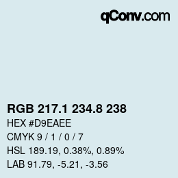 カラーコード: RGB 217.1 234.8 238 | qconv.com