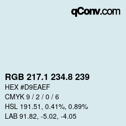 Color code: RGB 217.1 234.8 239 | qconv.com
