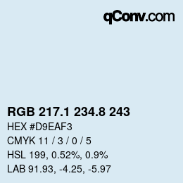 カラーコード: RGB 217.1 234.8 243 | qconv.com