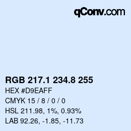 Color code: RGB 217.1 234.8 255 | qconv.com