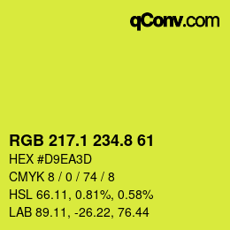 カラーコード: RGB 217.1 234.8 61 | qconv.com