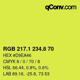 カラーコード: RGB 217.1 234.8 70 | qconv.com