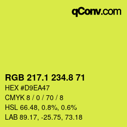 カラーコード: RGB 217.1 234.8 71 | qconv.com