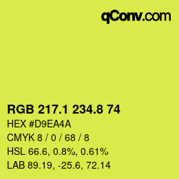カラーコード: RGB 217.1 234.8 74 | qconv.com
