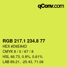 カラーコード: RGB 217.1 234.8 77 | qconv.com