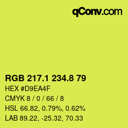 カラーコード: RGB 217.1 234.8 79 | qconv.com