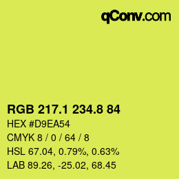 カラーコード: RGB 217.1 234.8 84 | qconv.com