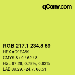 カラーコード: RGB 217.1 234.8 89 | qconv.com
