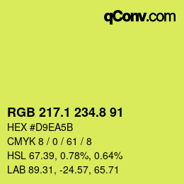 カラーコード: RGB 217.1 234.8 91 | qconv.com