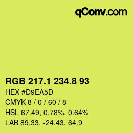 カラーコード: RGB 217.1 234.8 93 | qconv.com