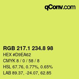 カラーコード: RGB 217.1 234.8 98 | qconv.com