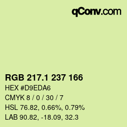 カラーコード: RGB 217.1 237 166 | qconv.com