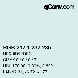Color code: RGB 217.1 237 236 | qconv.com