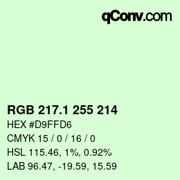 カラーコード: RGB 217.1 255 214 | qconv.com