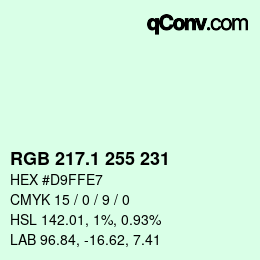 カラーコード: RGB 217.1 255 231 | qconv.com
