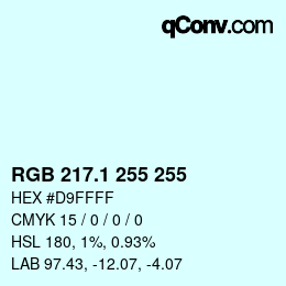 Color code: RGB 217.1 255 255 | qconv.com
