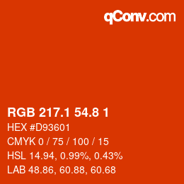 カラーコード: RGB 217.1 54.8 1 | qconv.com