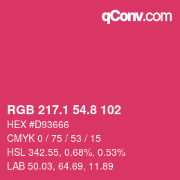 カラーコード: RGB 217.1 54.8 102 | qconv.com