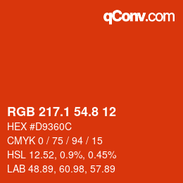 カラーコード: RGB 217.1 54.8 12 | qconv.com