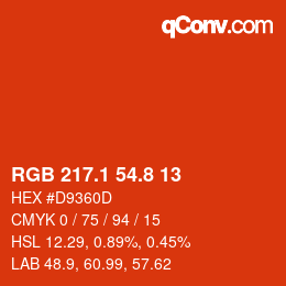 カラーコード: RGB 217.1 54.8 13 | qconv.com
