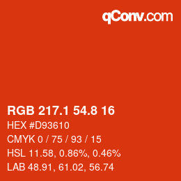カラーコード: RGB 217.1 54.8 16 | qconv.com