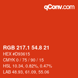 カラーコード: RGB 217.1 54.8 21 | qconv.com