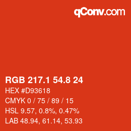 カラーコード: RGB 217.1 54.8 24 | qconv.com