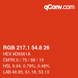 カラーコード: RGB 217.1 54.8 26 | qconv.com