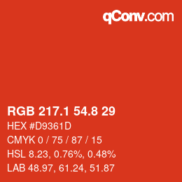 カラーコード: RGB 217.1 54.8 29 | qconv.com