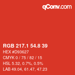 カラーコード: RGB 217.1 54.8 39 | qconv.com