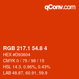 カラーコード: RGB 217.1 54.8 4 | qconv.com