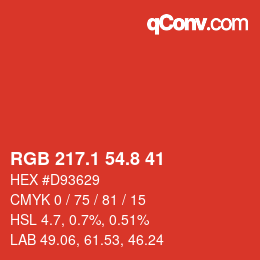 カラーコード: RGB 217.1 54.8 41 | qconv.com