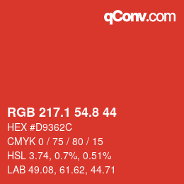 カラーコード: RGB 217.1 54.8 44 | qconv.com