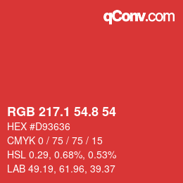 カラーコード: RGB 217.1 54.8 54 | qconv.com