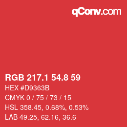 カラーコード: RGB 217.1 54.8 59 | qconv.com