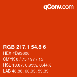 カラーコード: RGB 217.1 54.8 6 | qconv.com
