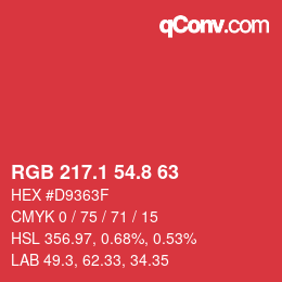 カラーコード: RGB 217.1 54.8 63 | qconv.com