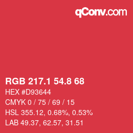 カラーコード: RGB 217.1 54.8 68 | qconv.com