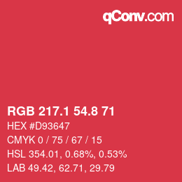 カラーコード: RGB 217.1 54.8 71 | qconv.com
