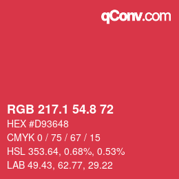 カラーコード: RGB 217.1 54.8 72 | qconv.com