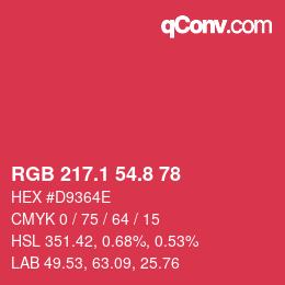 カラーコード: RGB 217.1 54.8 78 | qconv.com
