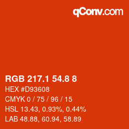 カラーコード: RGB 217.1 54.8 8 | qconv.com