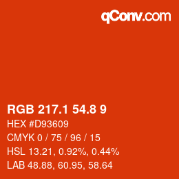 カラーコード: RGB 217.1 54.8 9 | qconv.com