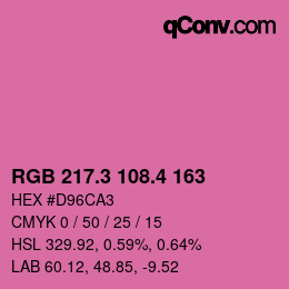 カラーコード: RGB 217.3 108.4 163 | qconv.com