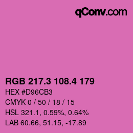 カラーコード: RGB 217.3 108.4 179 | qconv.com