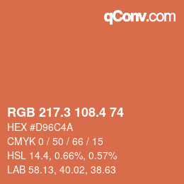 カラーコード: RGB 217.3 108.4 74 | qconv.com