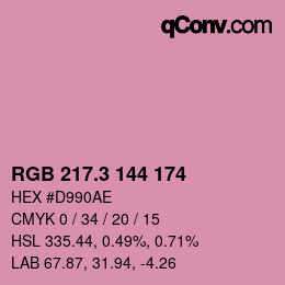 カラーコード: RGB 217.3 144 174 | qconv.com