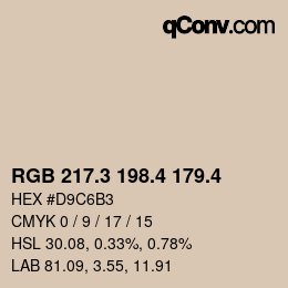 カラーコード: RGB 217.3 198.4 179.4 | qconv.com