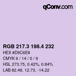 カラーコード: RGB 217.3 198.4 232 | qconv.com